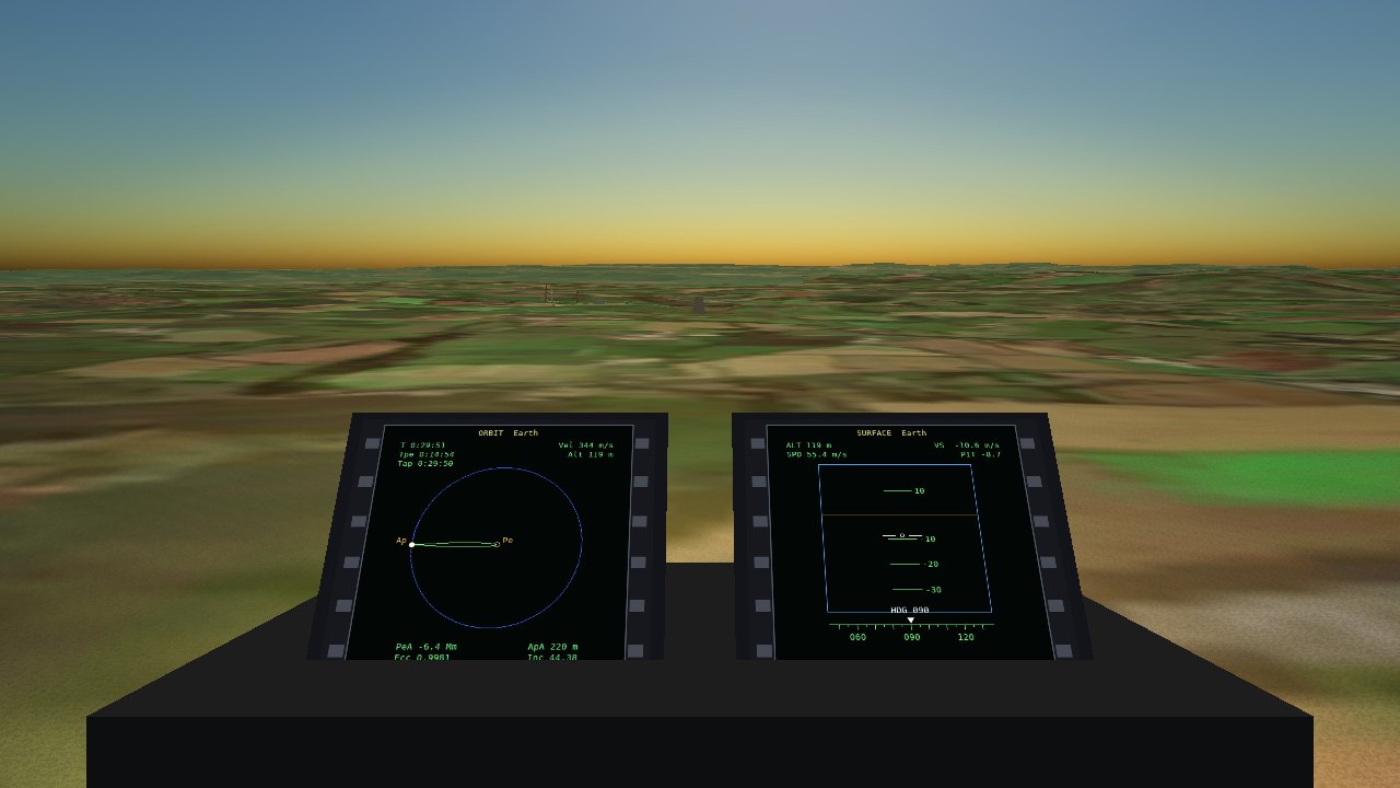 3D cockpit with two MFDs