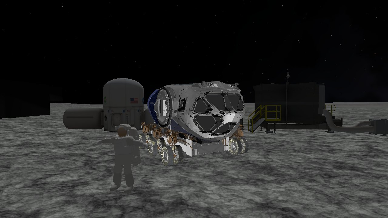 NASA habitats and rover at a base
