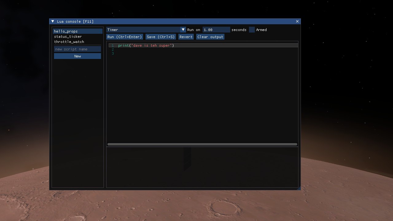 The Lua console window